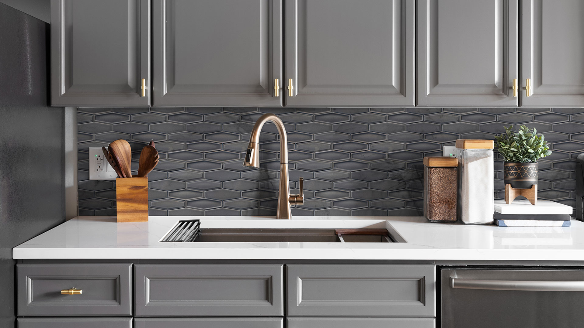 Elongated Hexagon Mutfak Tezgah Arasi Porselen Fayans